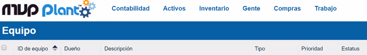 MVP One CMMS software translation in Spanish